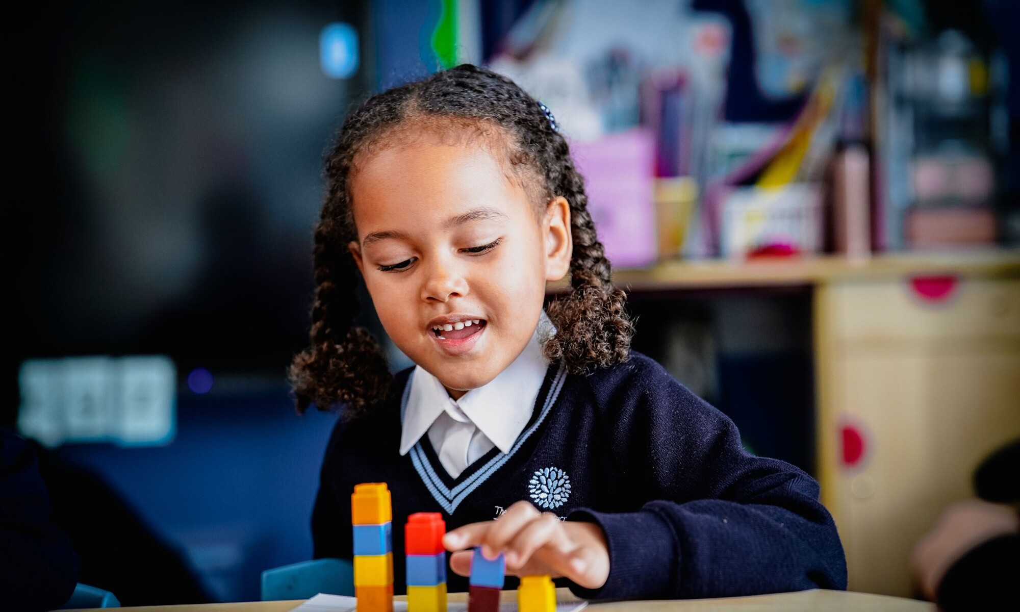 The Linden Academy Student playing with blocks